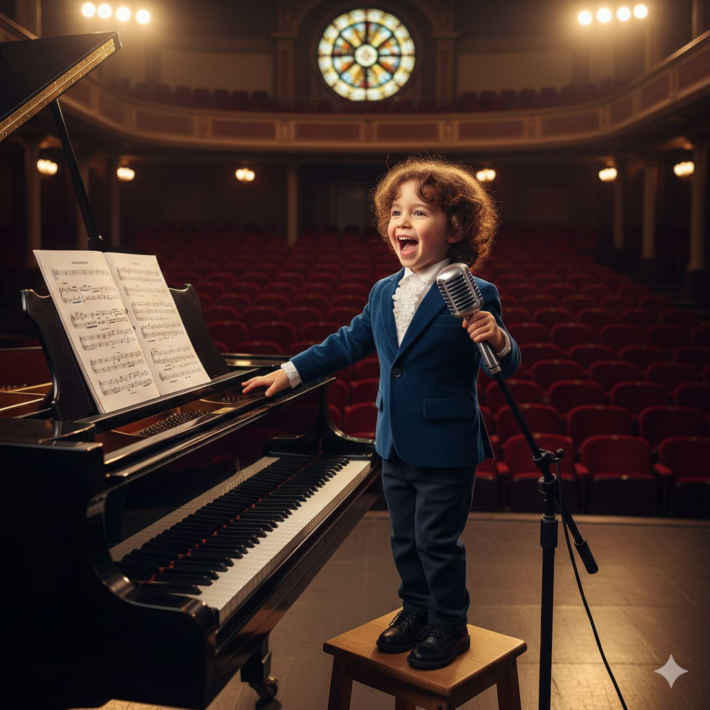 Jeune pianiste chanteur sur scène